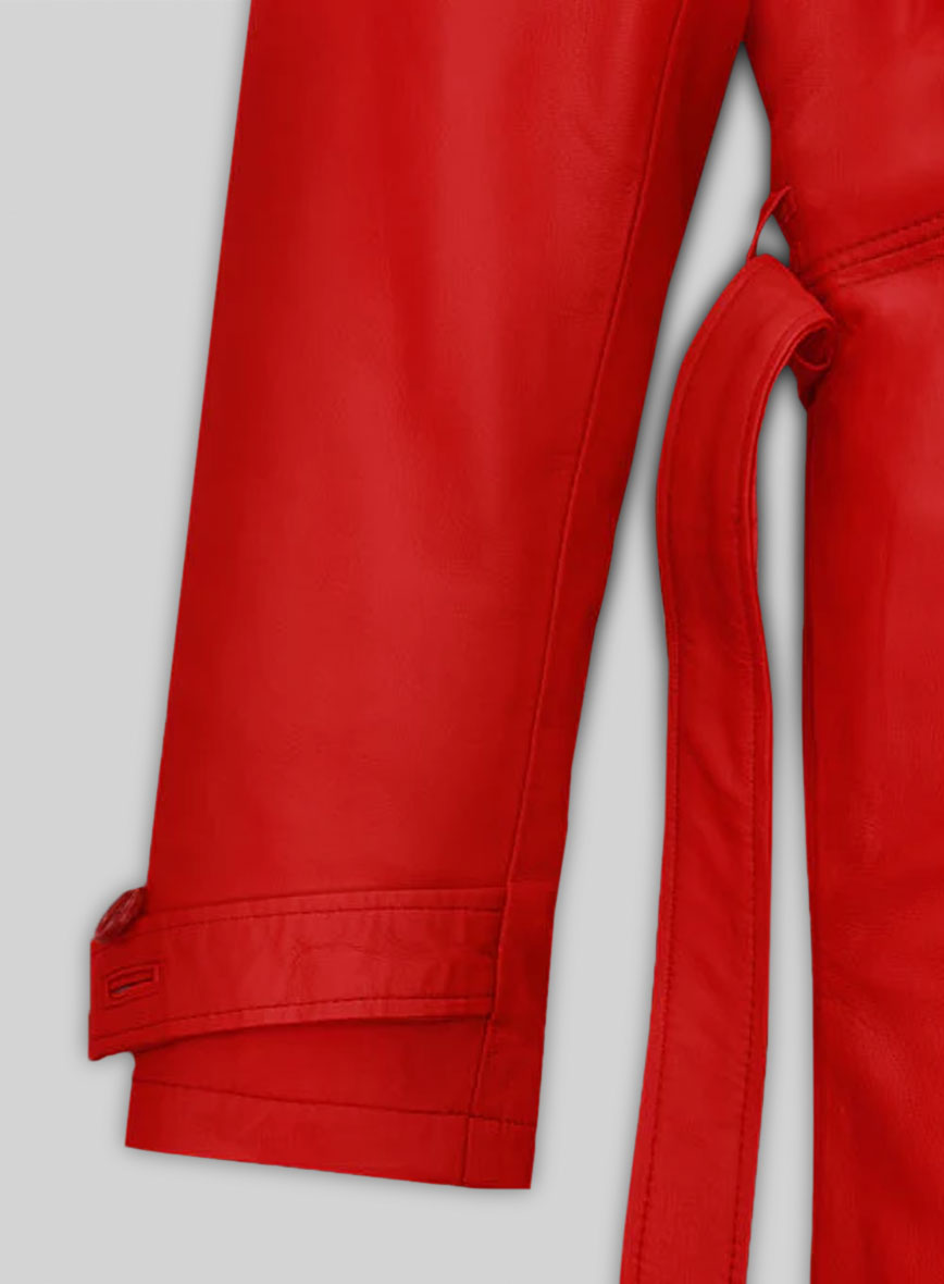 Megan Fox Leather Long Coat