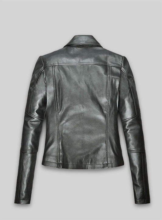 Metallic Gray Leather Jacket # 212