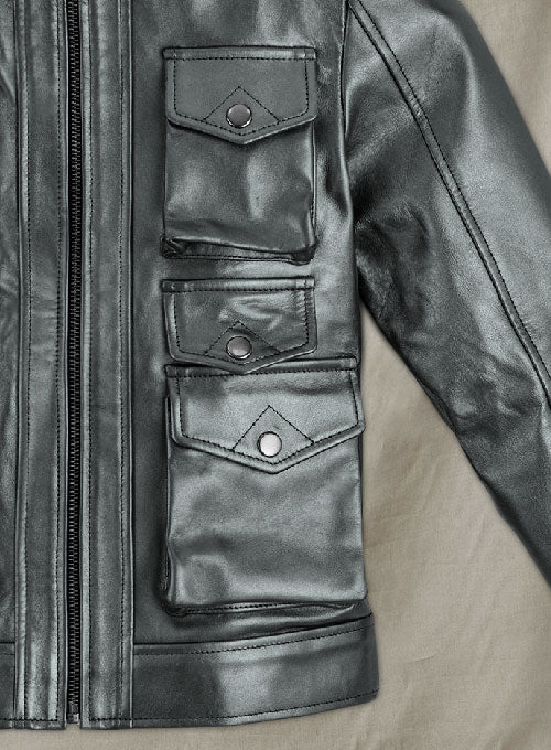 Metallic Lurex Gray Leather Jacket # 235 - LeatherCult