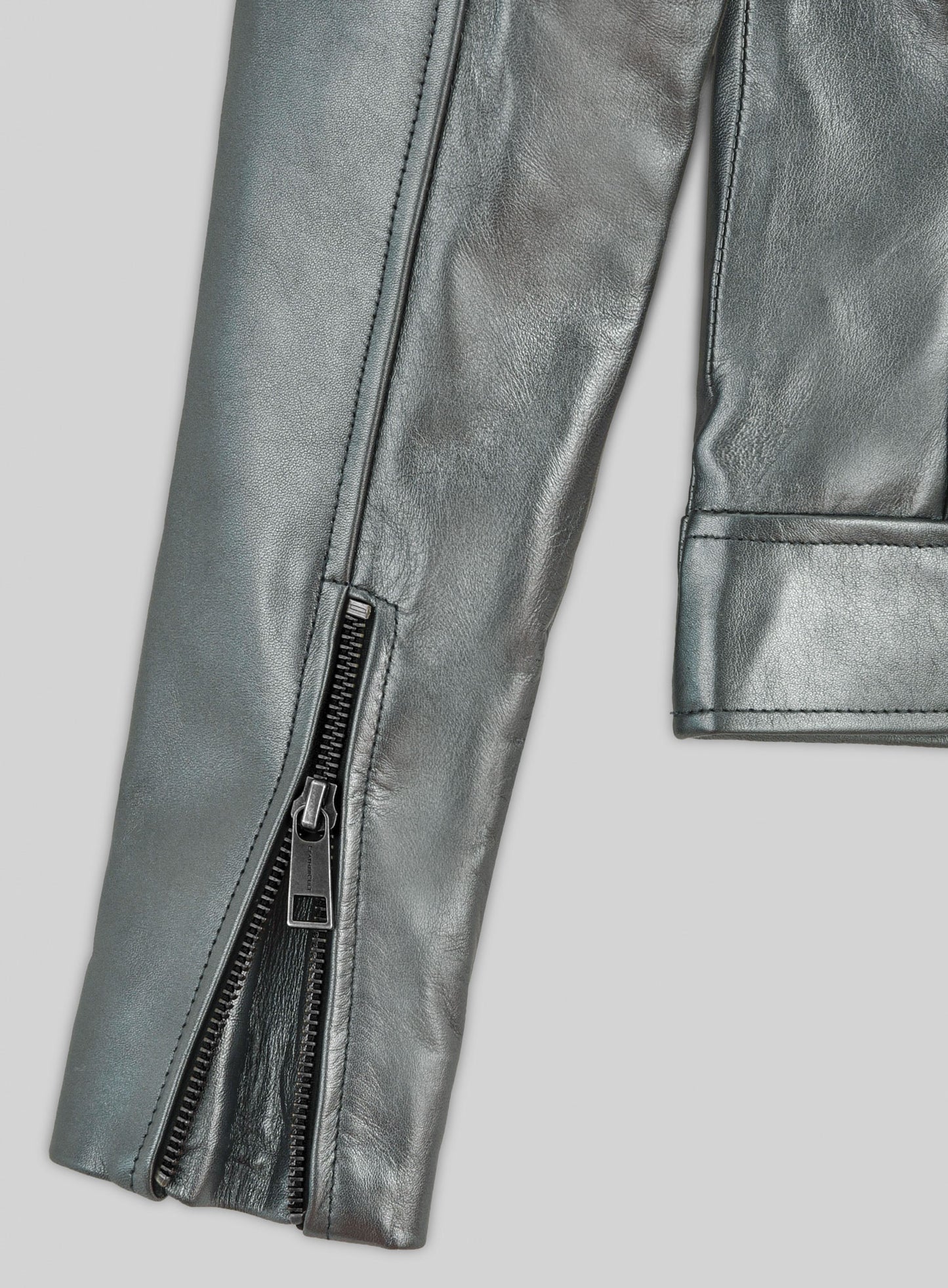 Metallic Lurex Gray Leather Jacket # 235