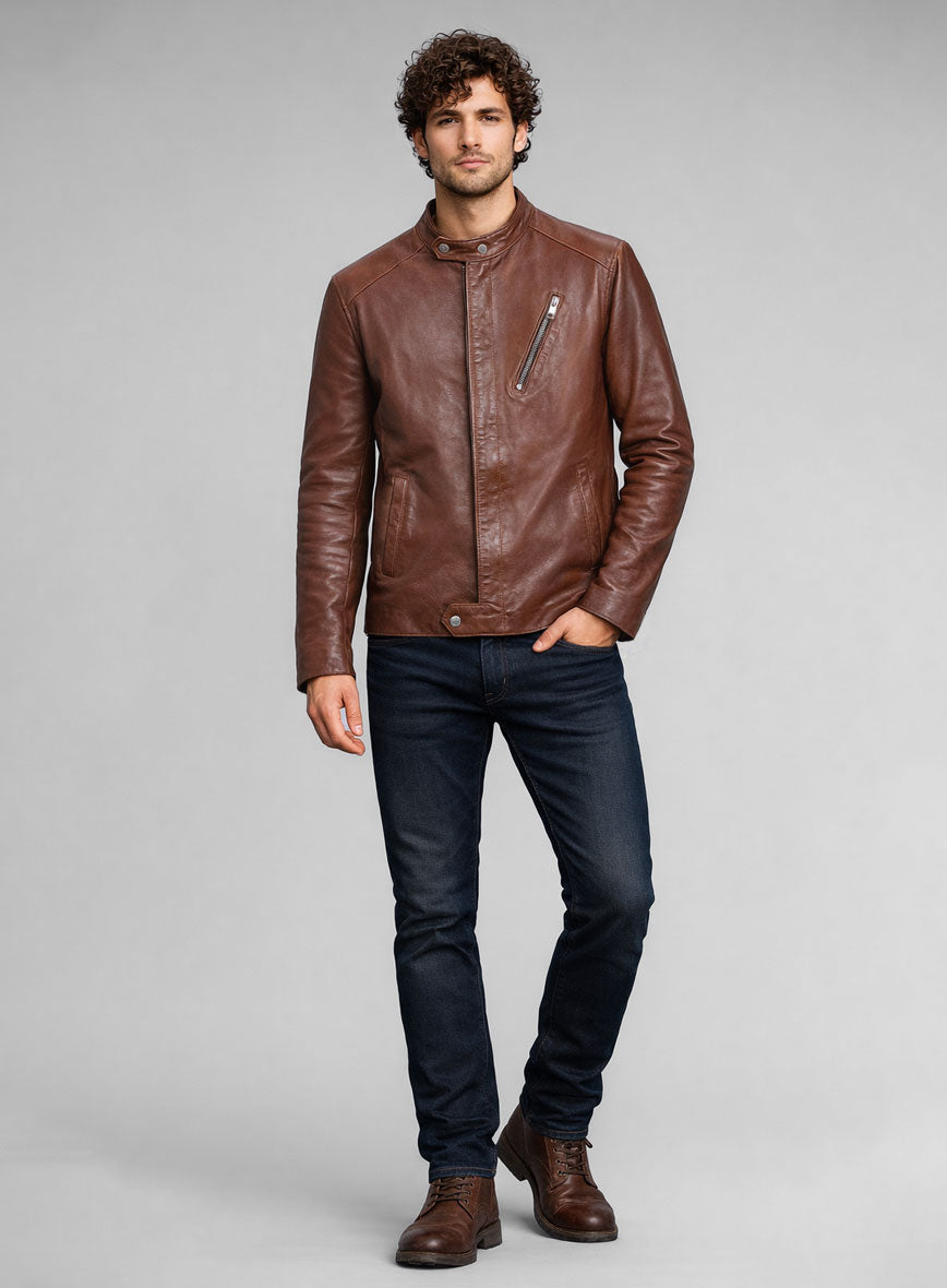 Motorad Tan Biker Leather Jacket