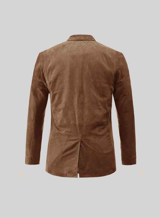 Oak Brown Suede Leather Blazer