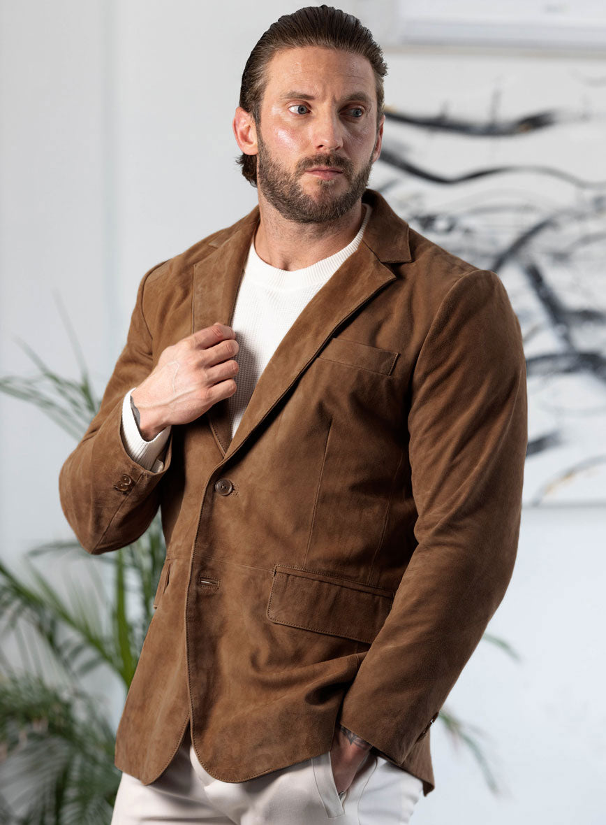 Oak Brown Suede Leather Blazer