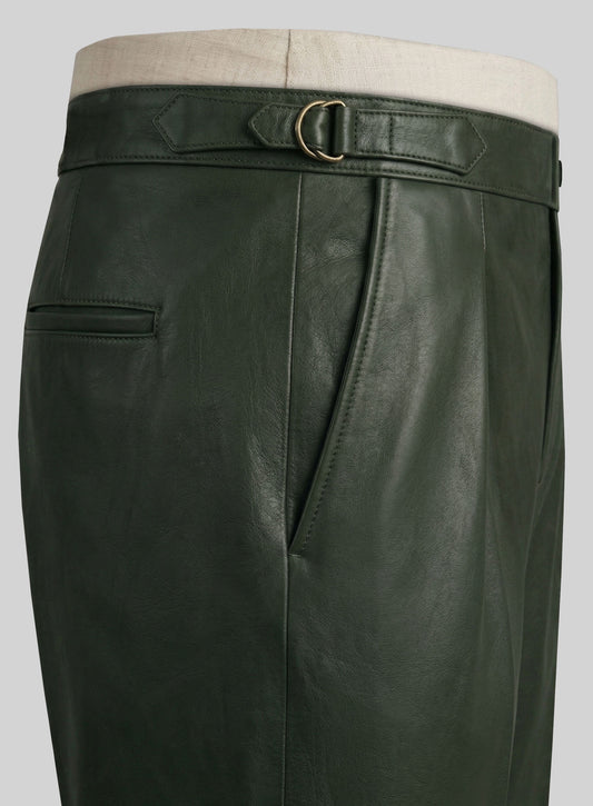 Olive Green Leather Gurkha Pant