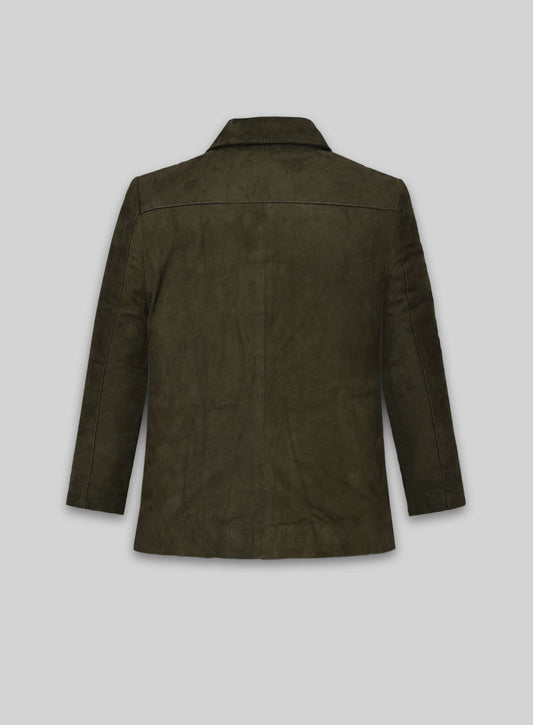 Olive Green Suede Milla Jovovich Leather Jacket