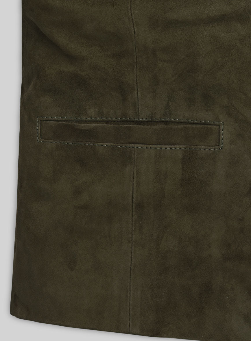 Olive Green Suede Milla Jovovich Leather Jacket