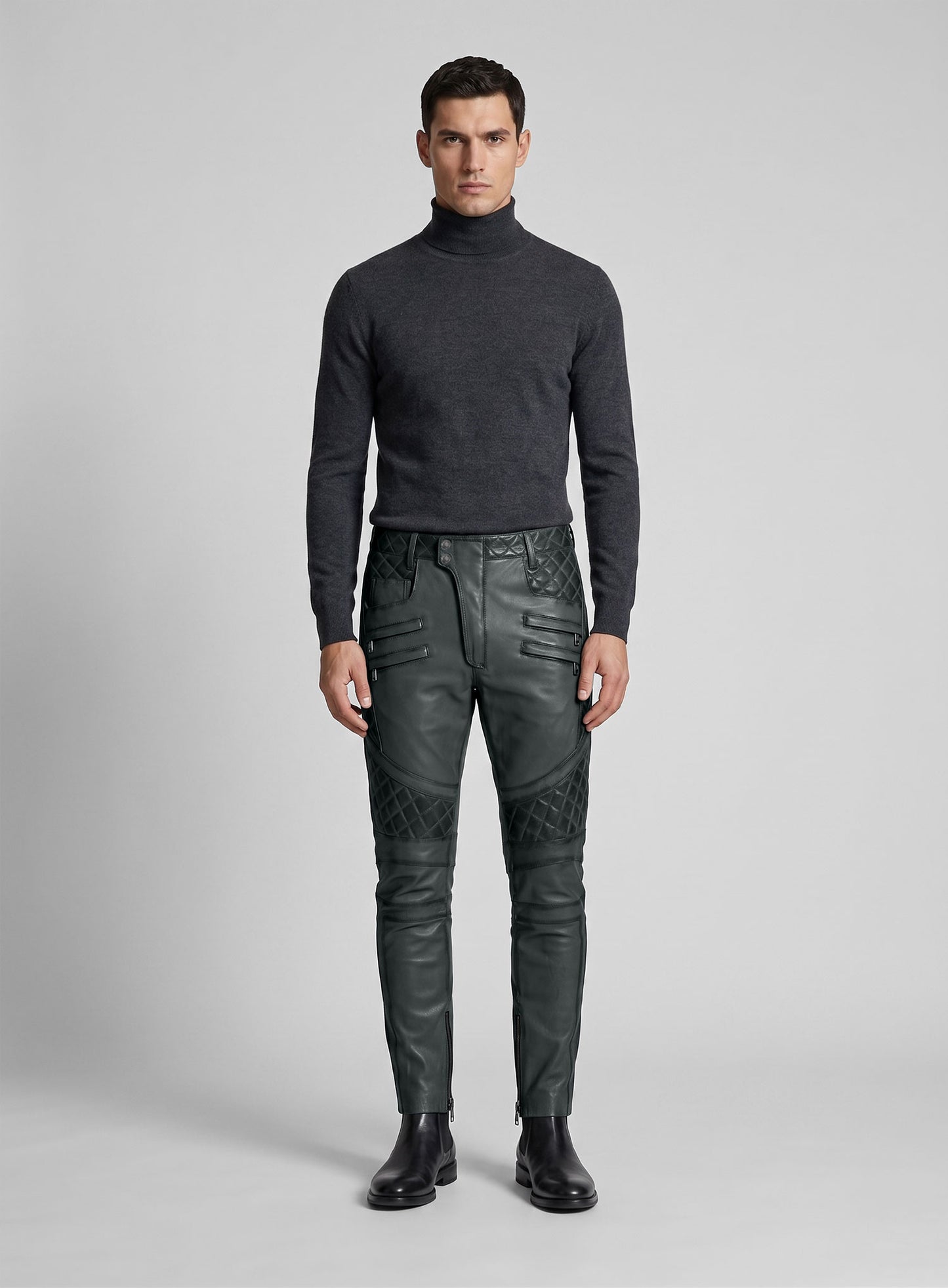 Outlaw Burnt Charcoal Leather Pants