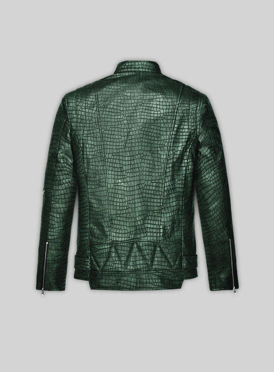 Phantom Croc Metallic Green Leather Jacket