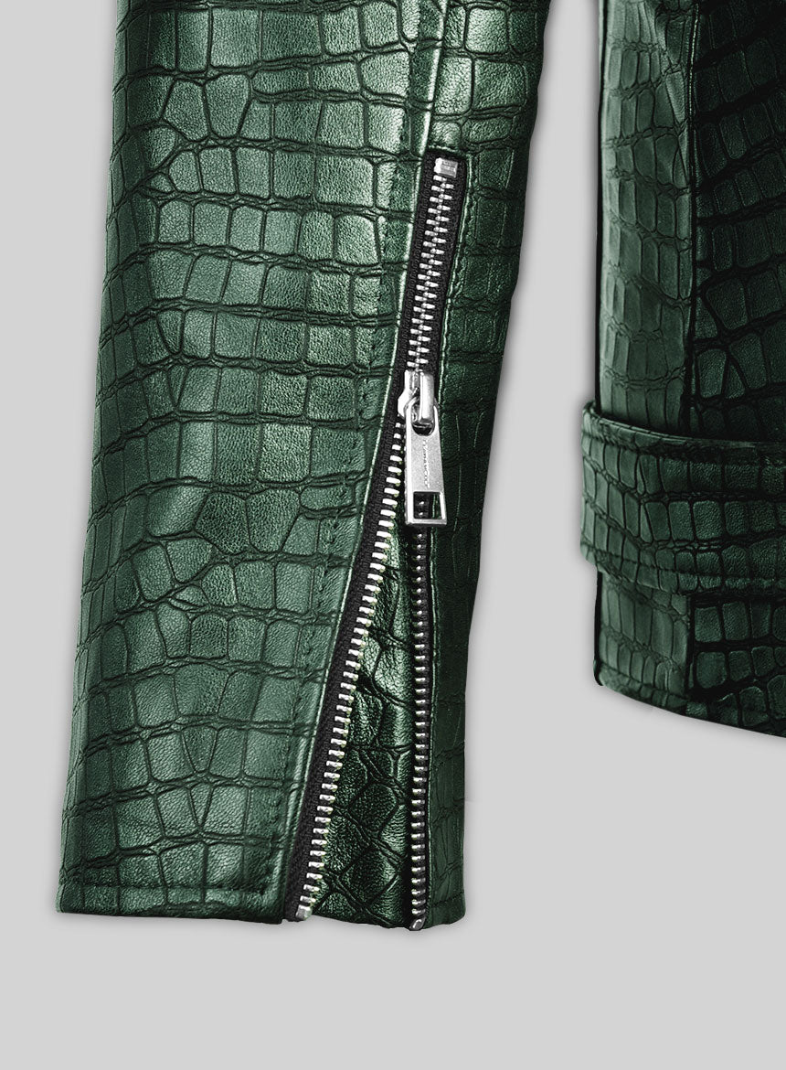Phantom Croc Metallic Green Leather Jacket