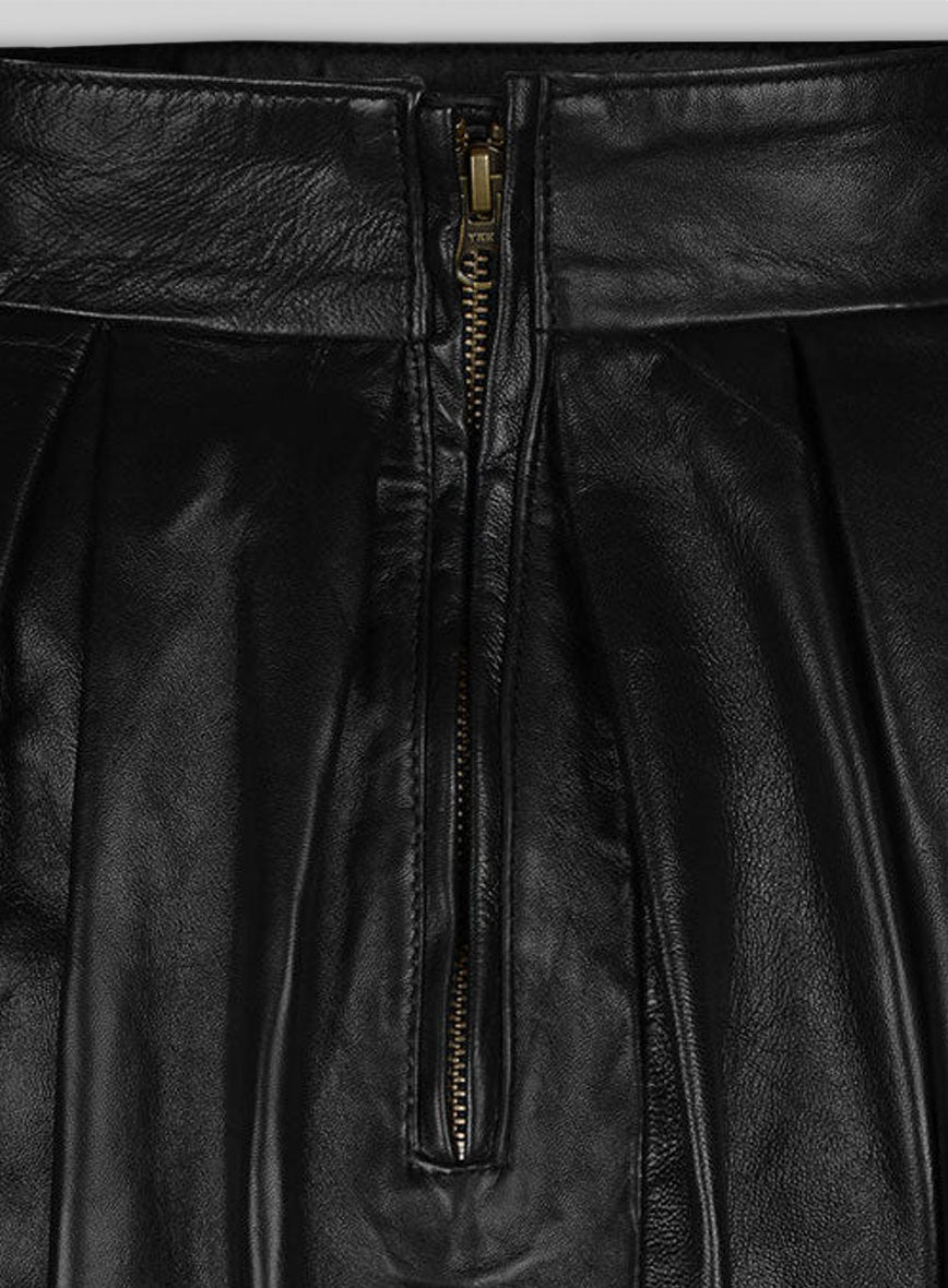 Pleated Leather Skirt