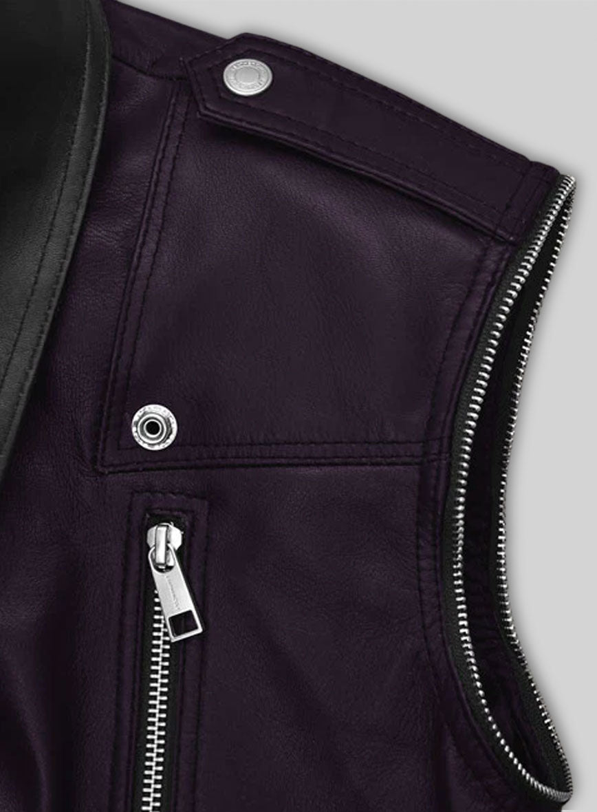 Purple Leather Vest # 336