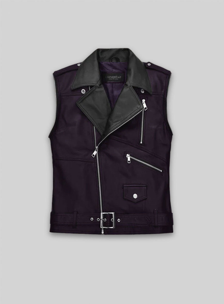 Purple Leather Vest # 336