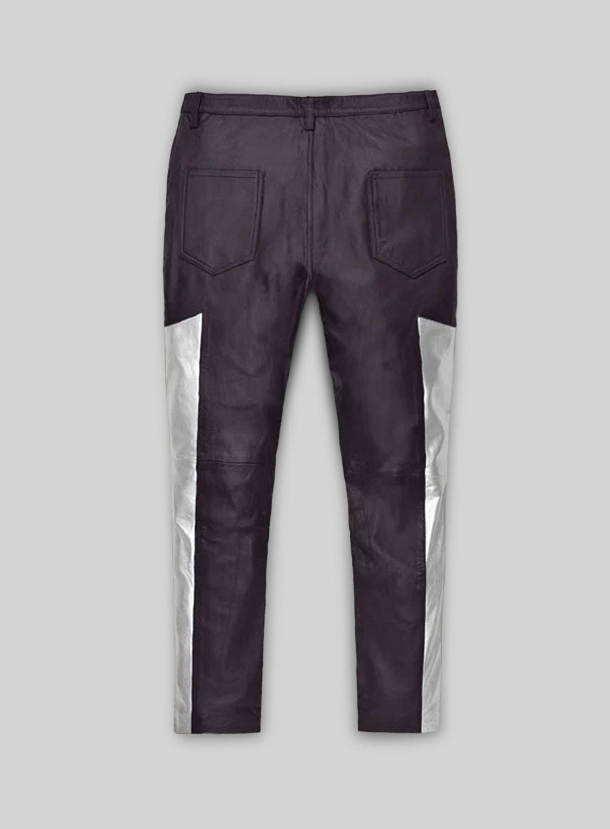 Purple Racer Stripe Leather Jeans