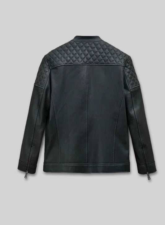 Quilted Panel Leather Jacket