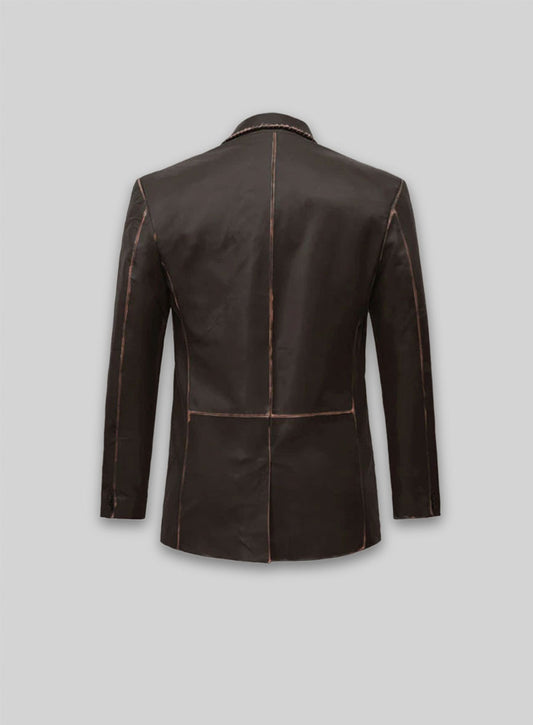 Rubbed Brown Medieval Leather Blazer