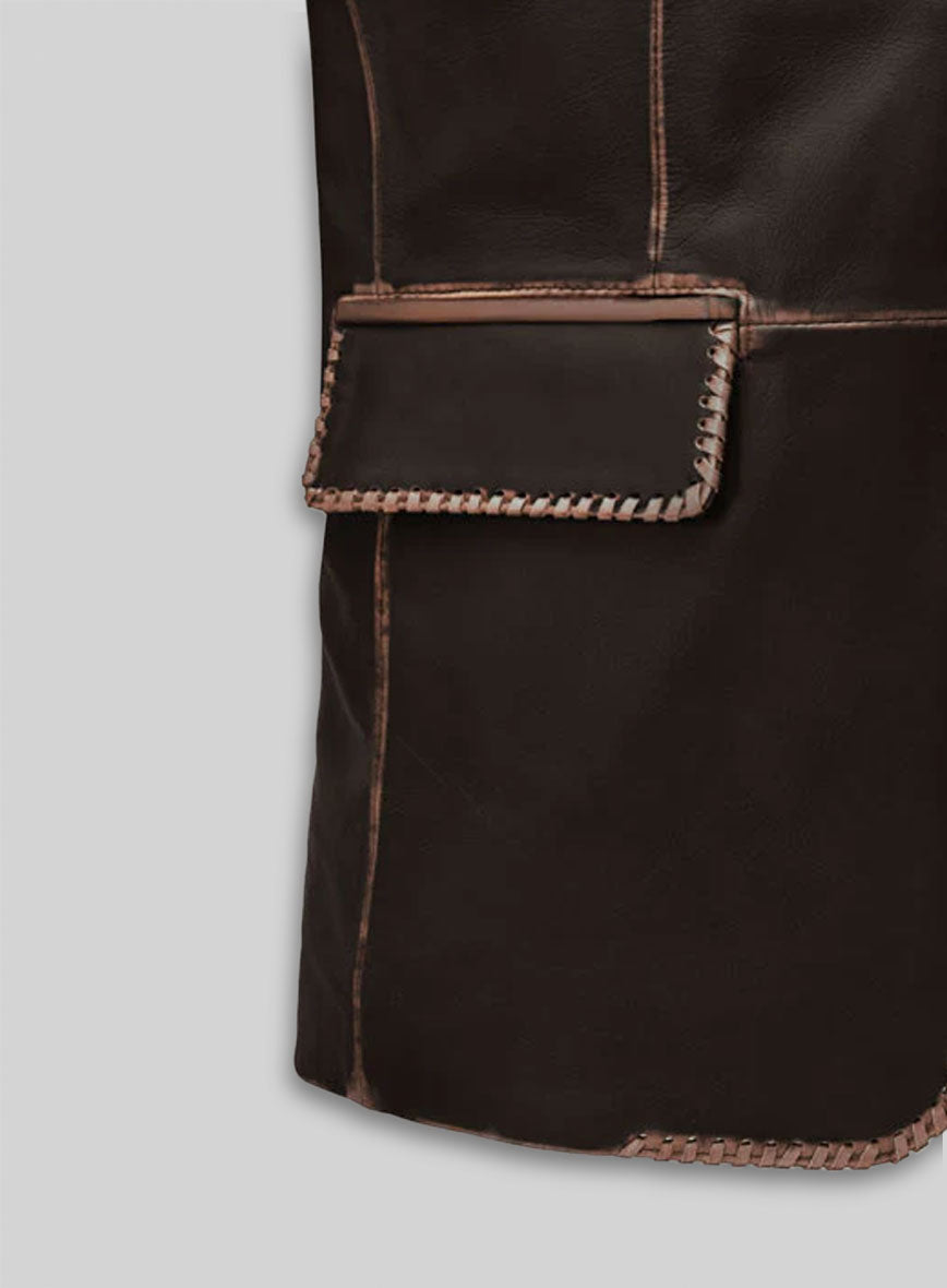 Rubbed Brown Medieval Leather Blazer