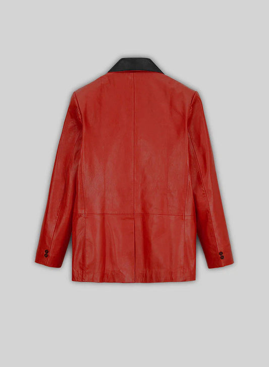 Red Hampton Leather Blazer