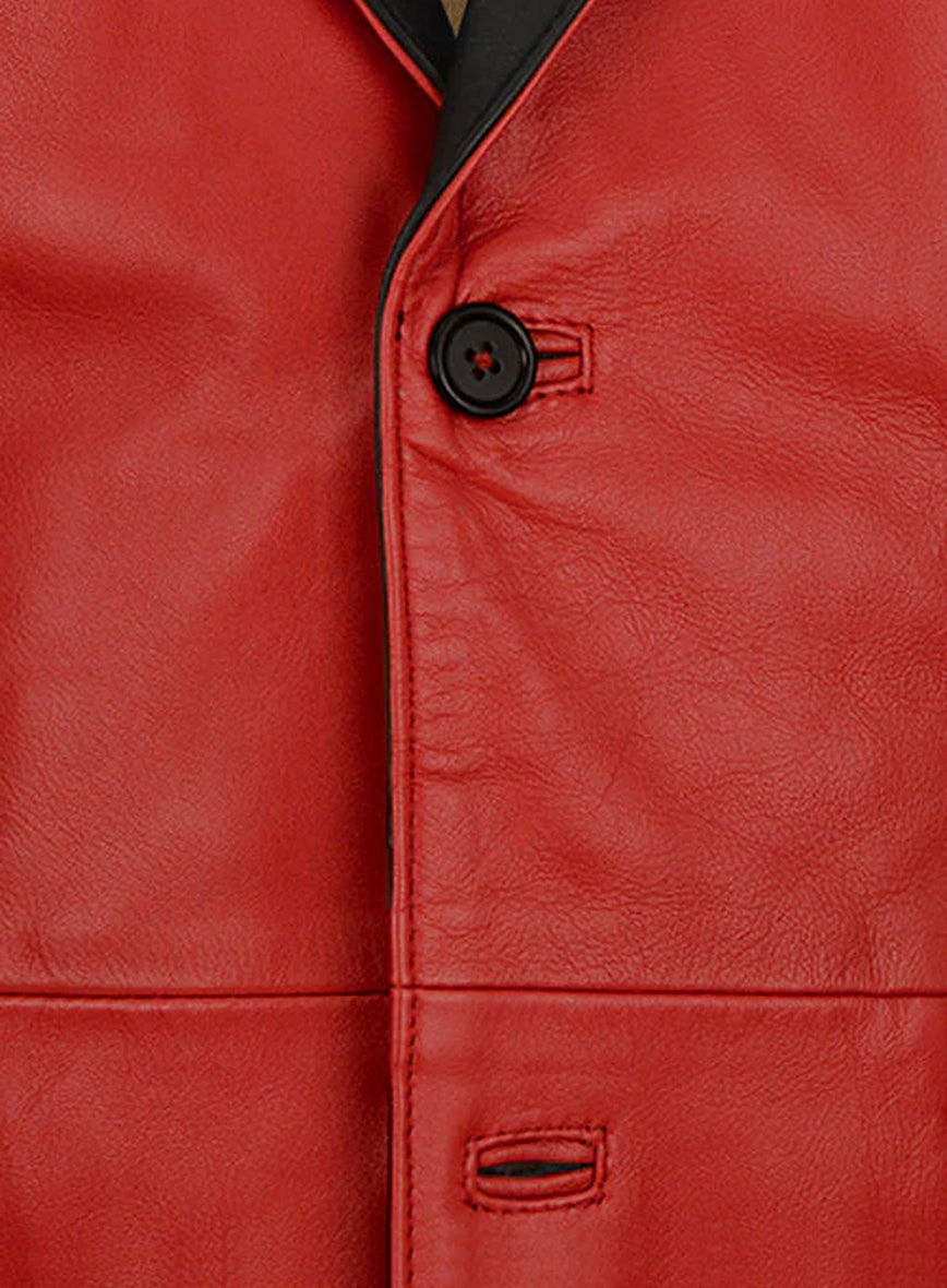 Red Hampton Leather Blazer