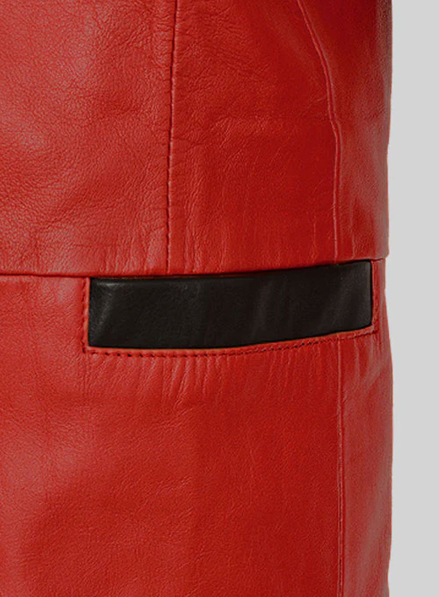 Red Hampton Leather Blazer