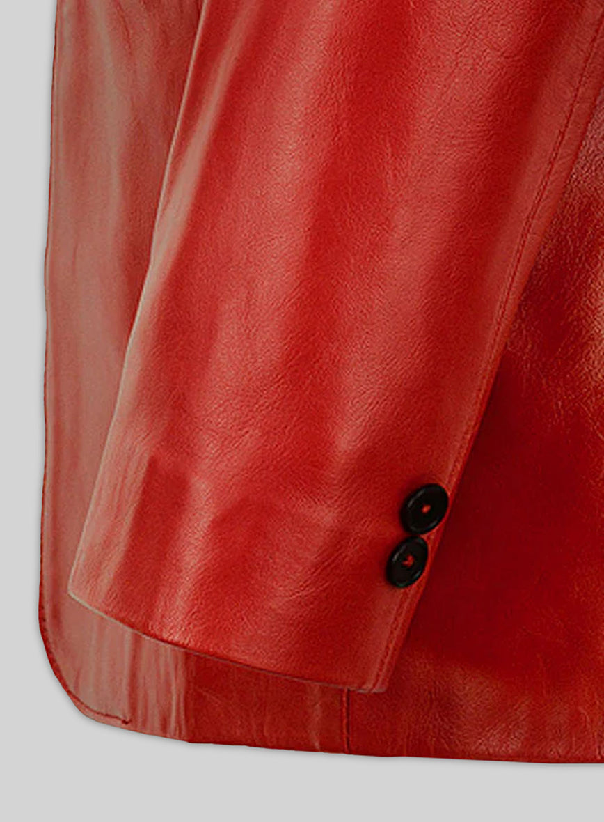 Red Hampton Leather Blazer