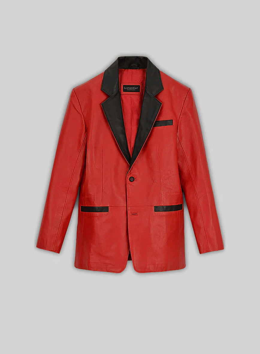 Red Hampton Leather Blazer