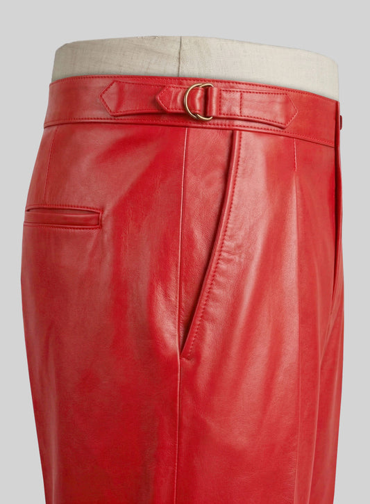 Red Leather Gurkha Pant