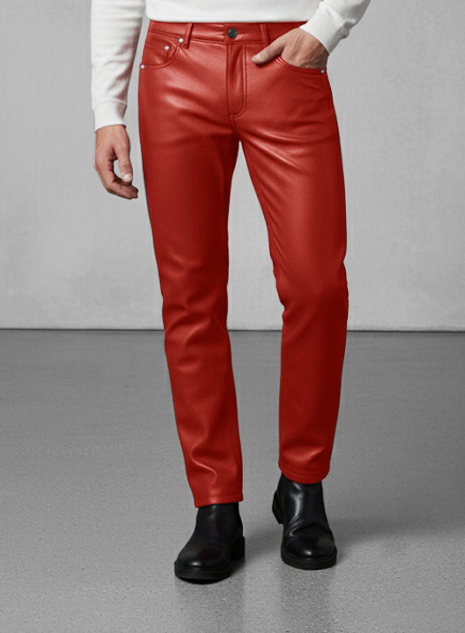 Red Leather Jeans
