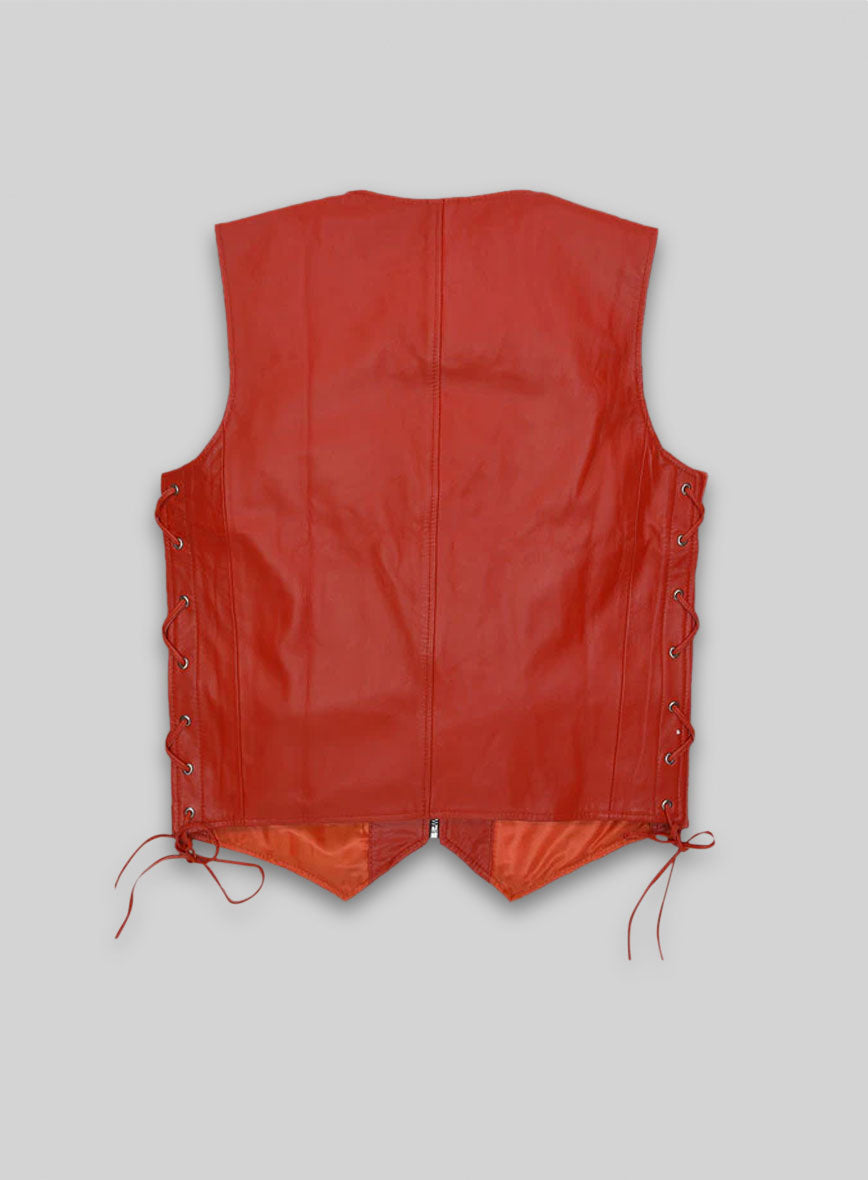 Red Leather Vest # 307