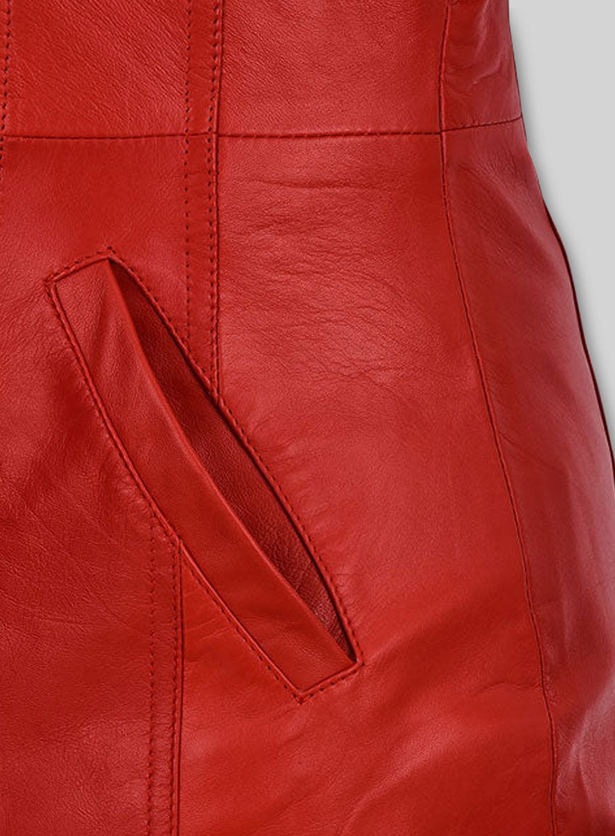 Red Motivated Biker Leather Dress #772