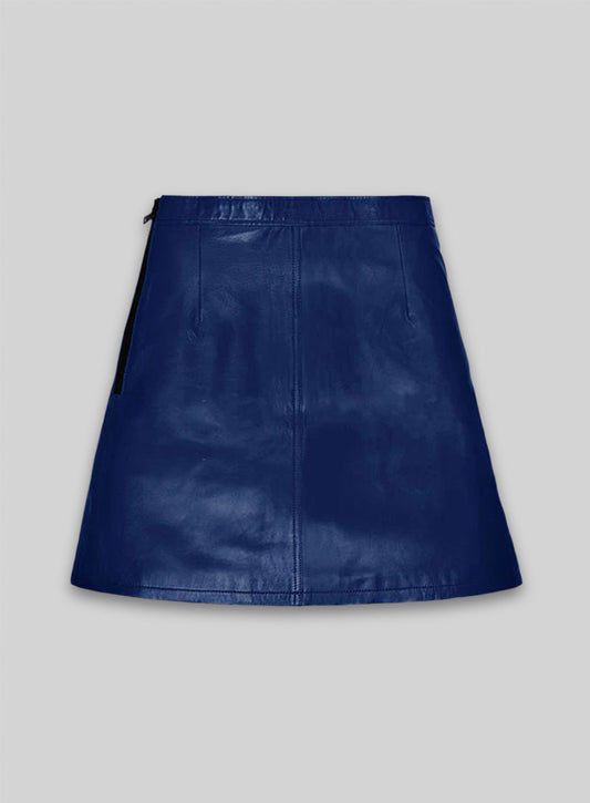 Rich Blue Emilia Clarke Leather Skirt