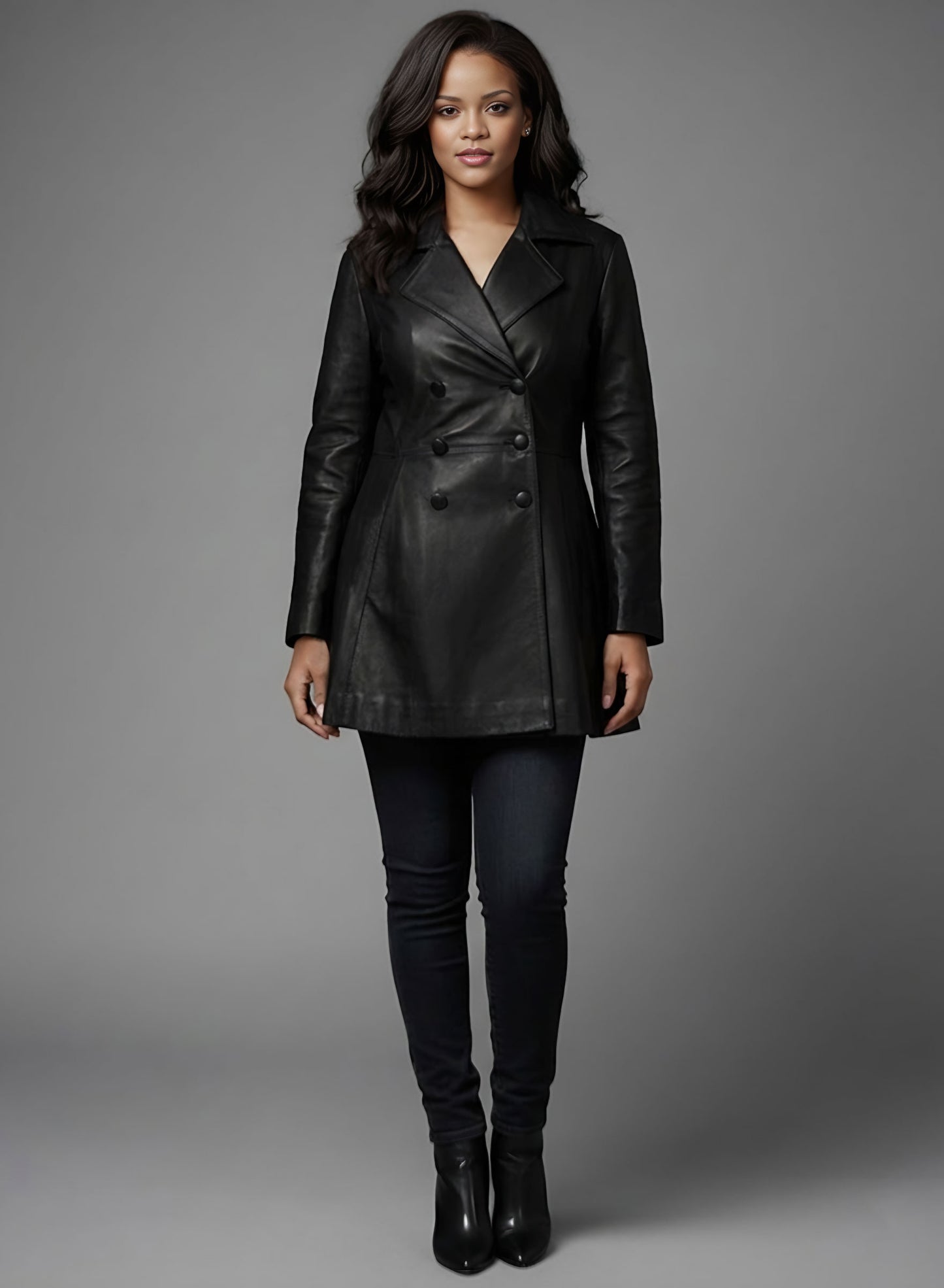 Rihanna Leather Trench Coat