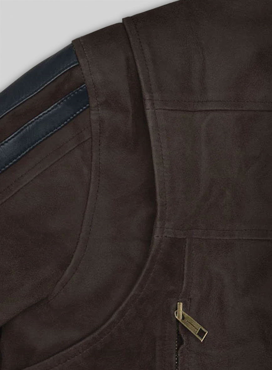 Vintage Brown Grain Robert Pattinson Leather Jacket #2