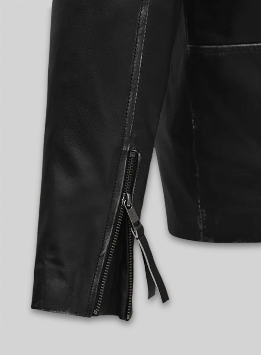 Rubbed Black Bradley Cooper Burnt Leather Jacket