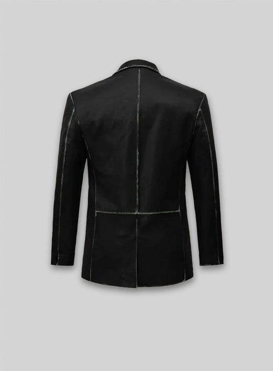 Rubbed Black Medieval Leather Blazer