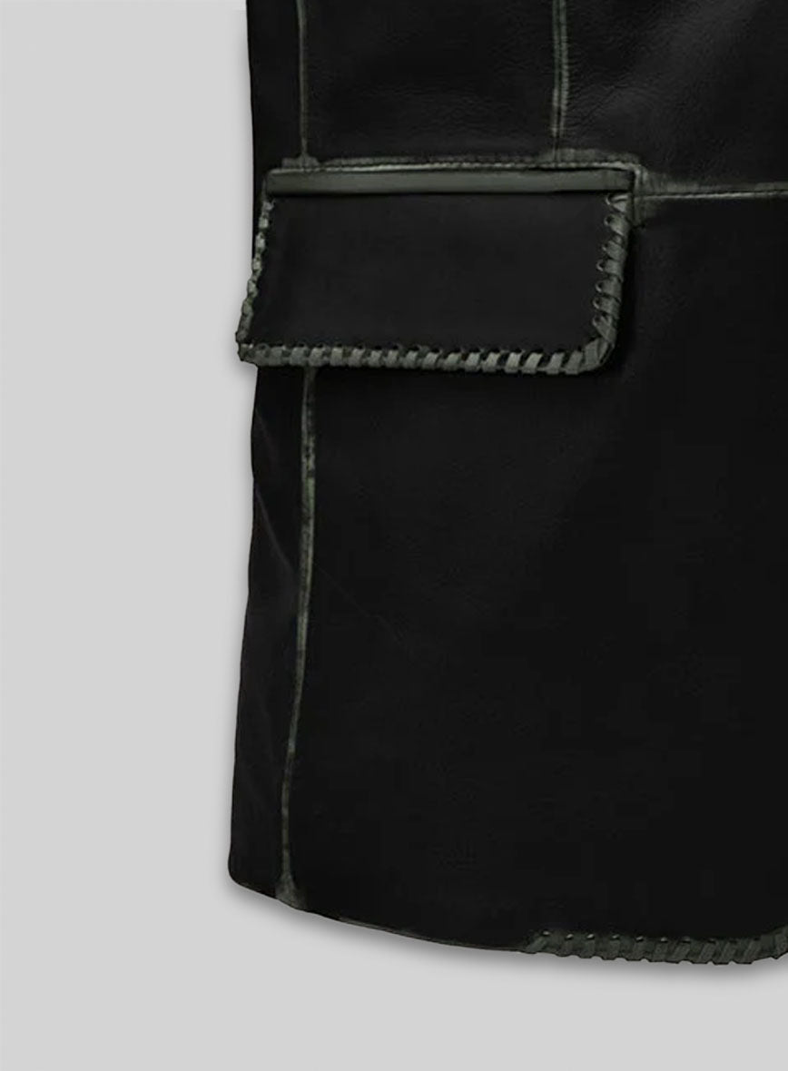 Rubbed Black Medieval Leather Blazer