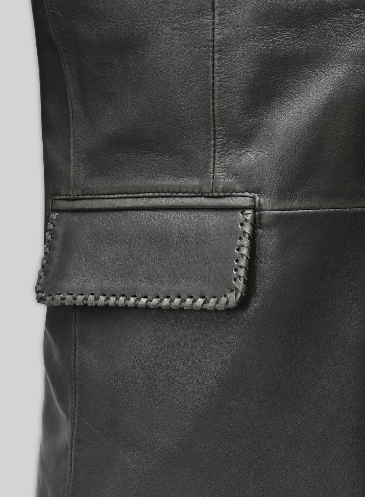 Rubbed Charcoal Medieval Leather Blazer