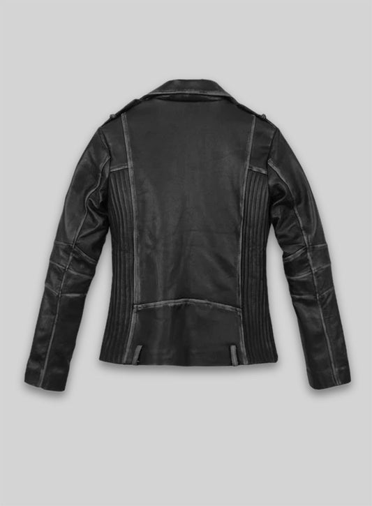 Rubbed Black Leather Jacket # 234
