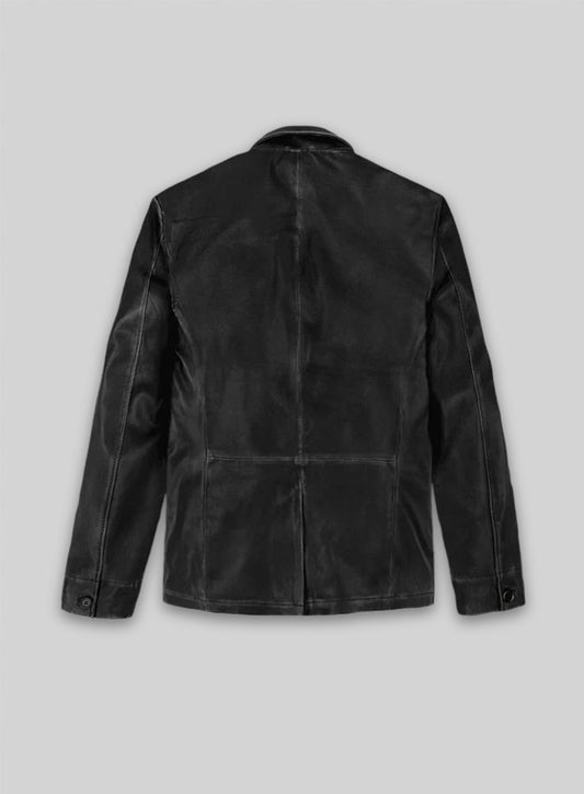 Rubbed Black Will Smith Leather Blazer