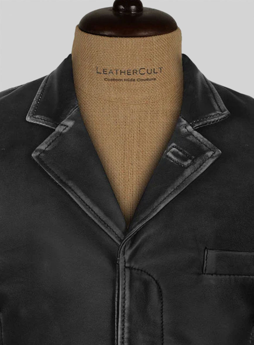 Rubbed Black Will Smith Leather Blazer