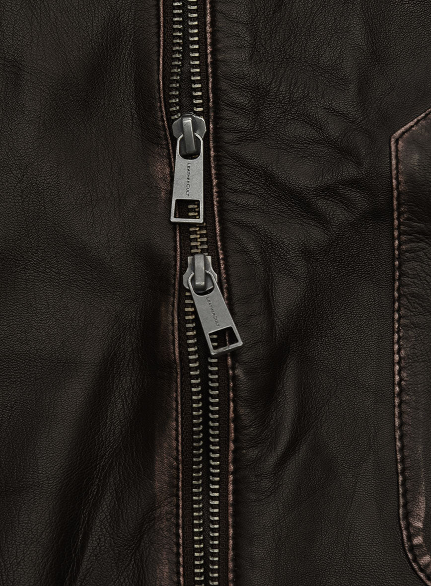 Rubbed Brown David Leather Jacket
