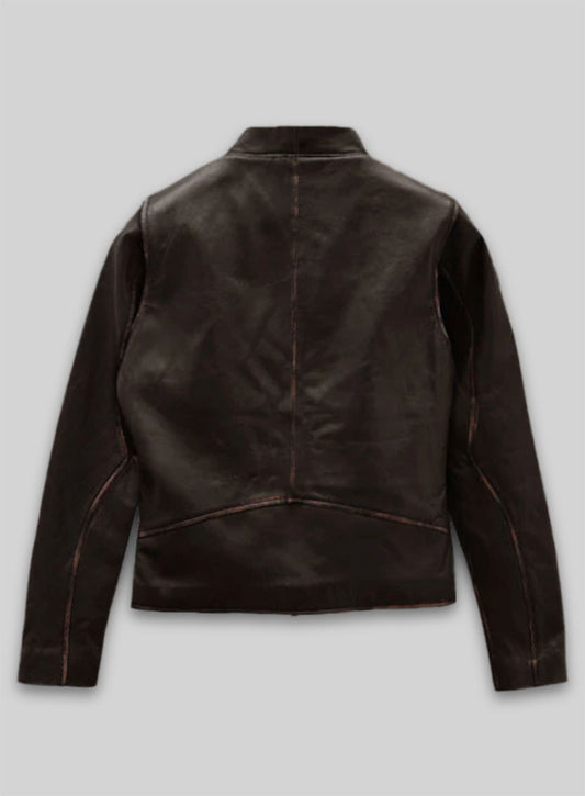 Rubbed Brown Leather Jacket # 287