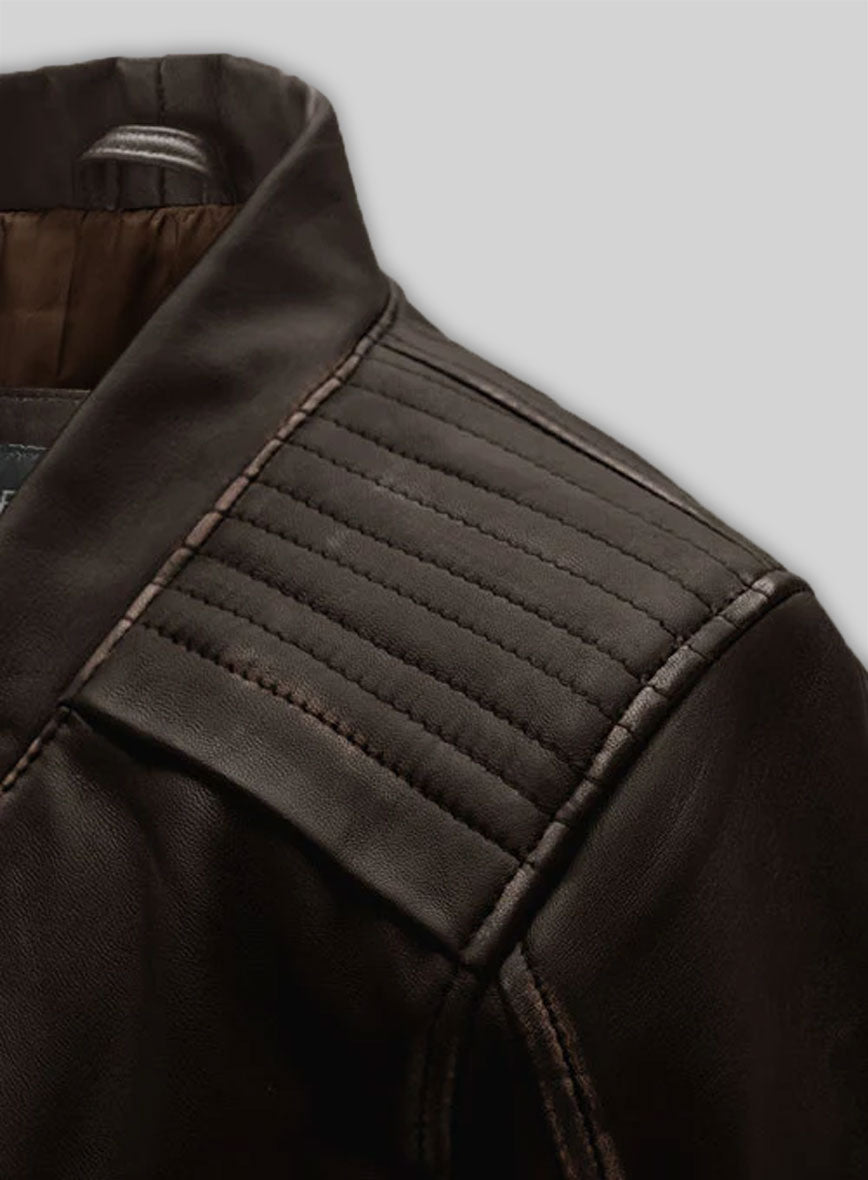 Rubbed Brown Leather Jacket # 287