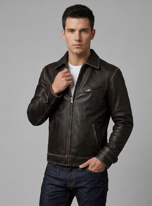 Rubbed Brown Taylor Lautner The Twilight Saga Leather Jacket