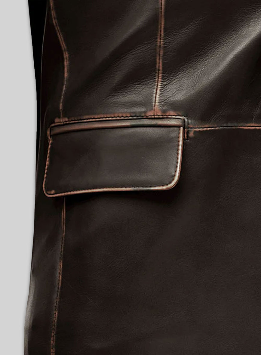 Rubbed Dark Brown Medieval Leather Blazer