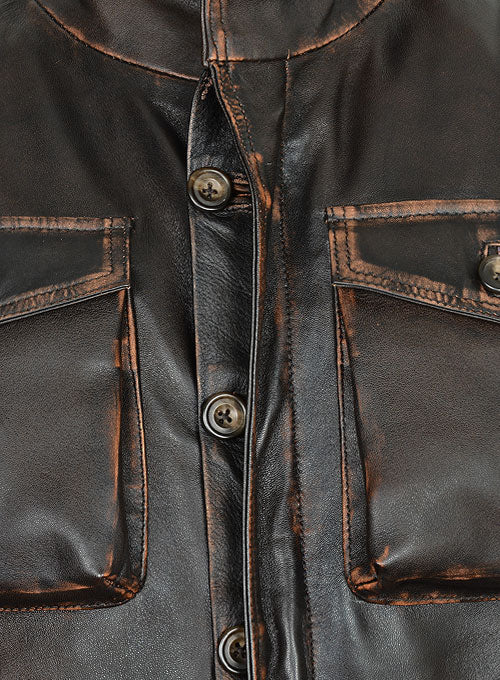 Rubbed Dark Brown Jensen Ross Supernatural 7 Leather Jacket - LeatherCult