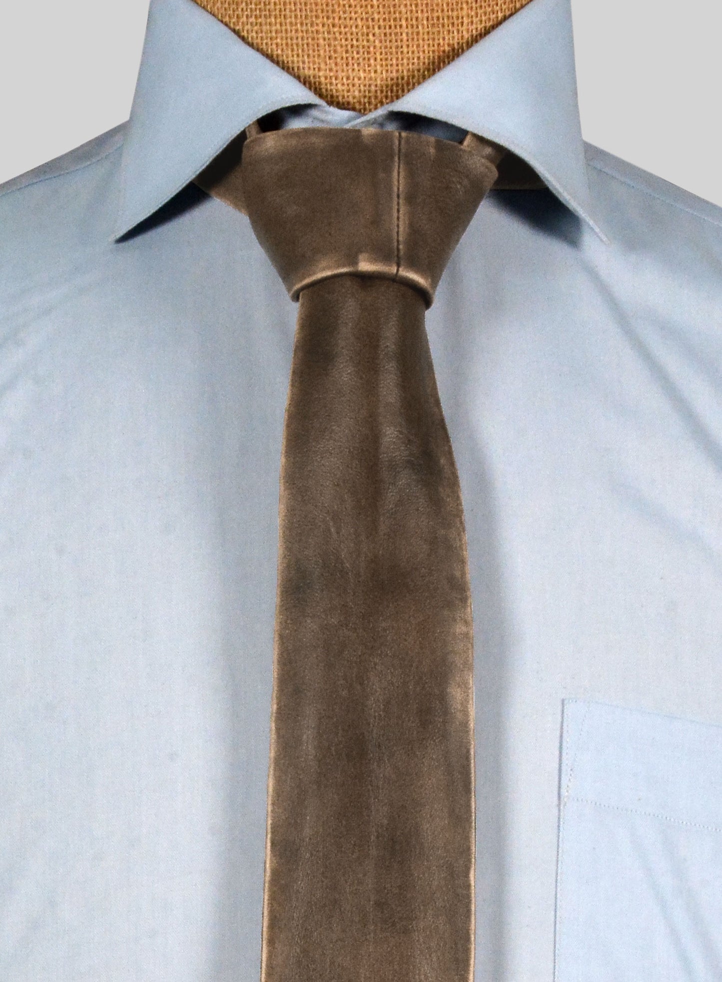 Rubbed Espanol Timber Brown Leather Tie
