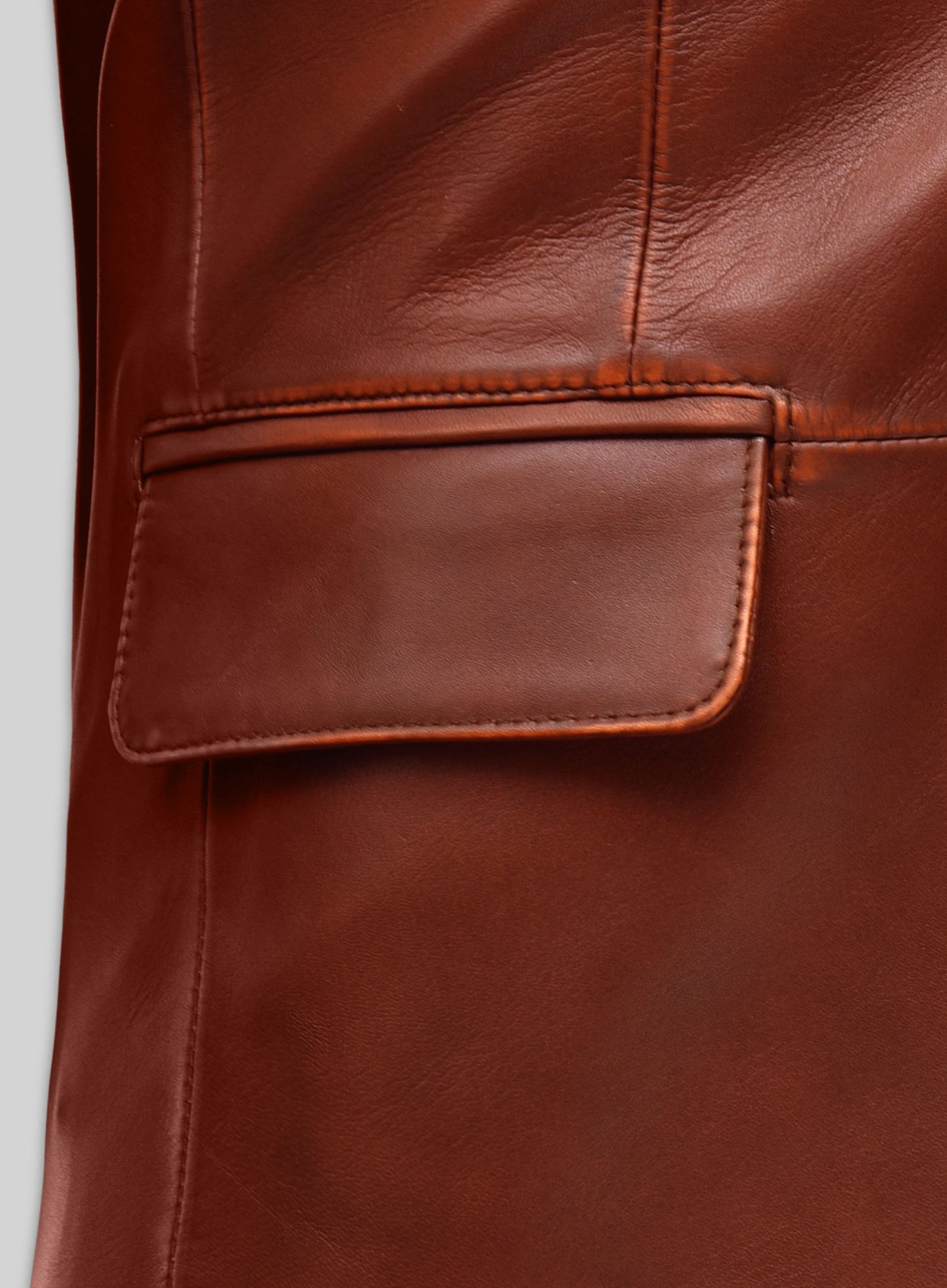 Rubbed Tan Brown Leather Blazer