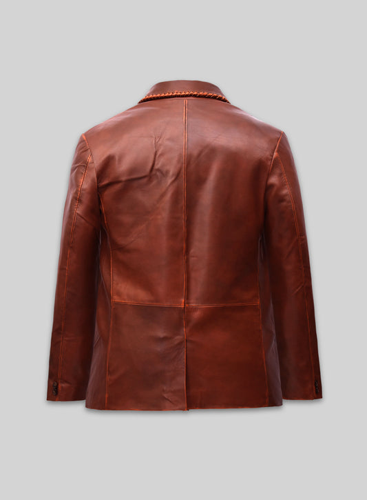 Rubbed Tan Brown Medieval Leather Blazer