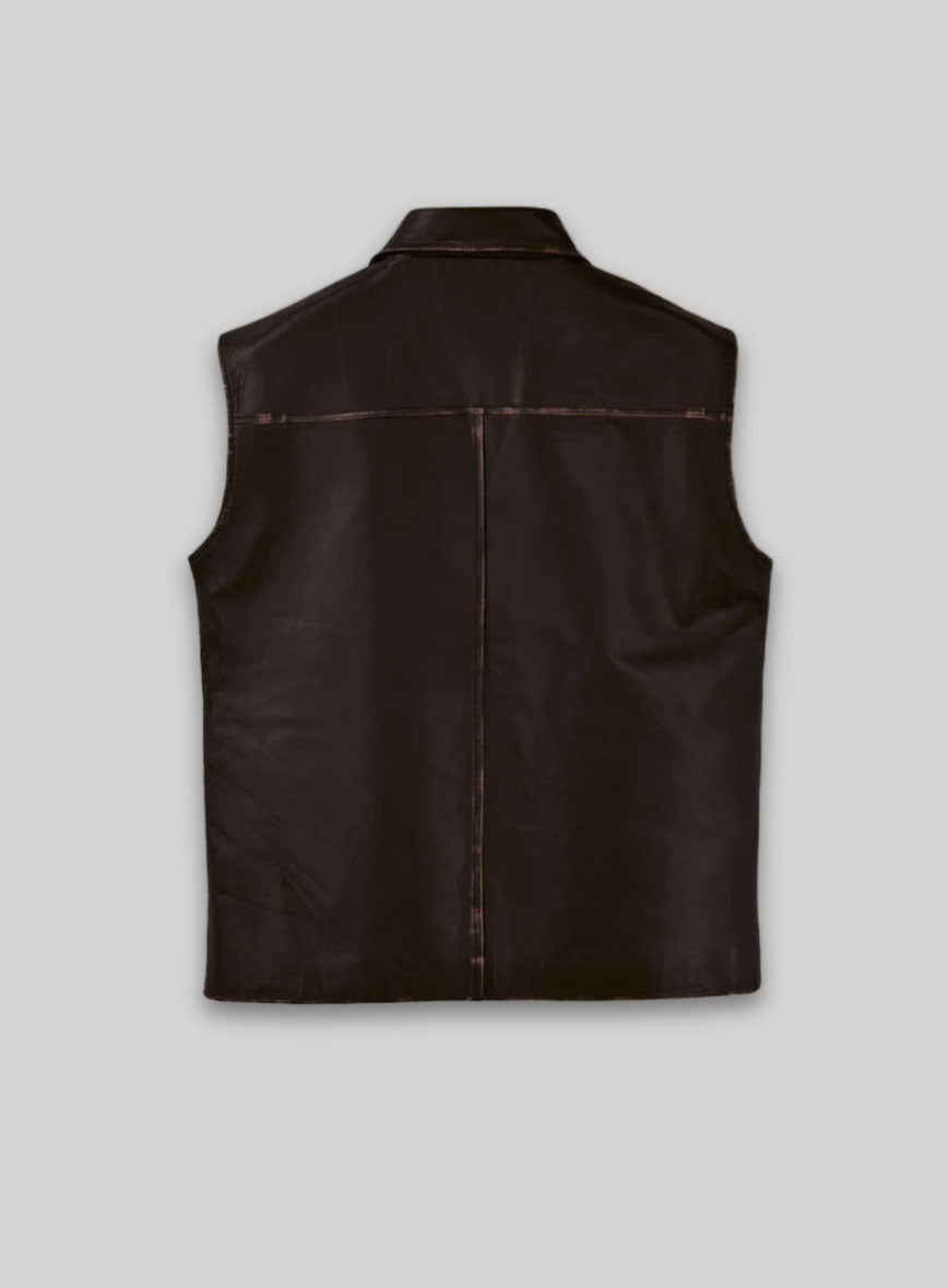 Rubbed Dark Brown Sean Connery Leather Vest