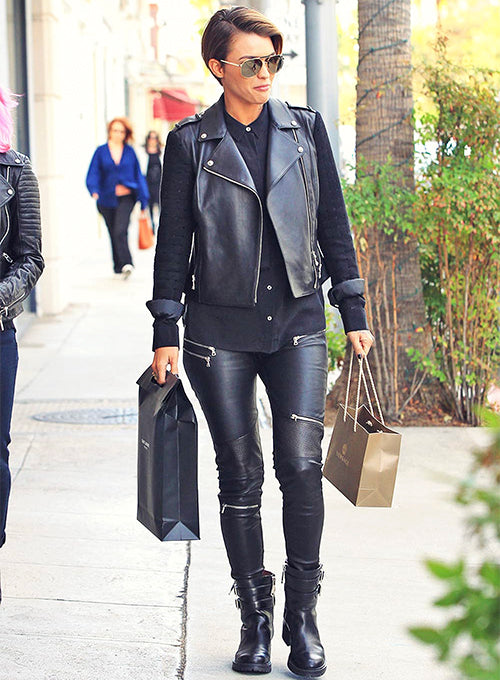 Leather Jacket Shoes With Leather Leggings Styling Faux Leather